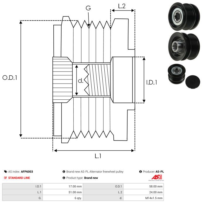AS-PL AFP6003 Alternator Freewheel Clutch