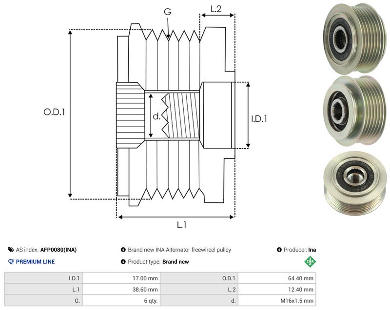 AS-PL AFP0080(INA) Alternator Freewheel Clutch