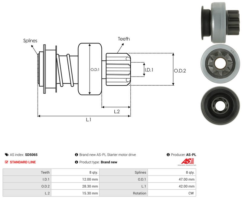 AS-PL SD5065 Freewheel Gear, starter