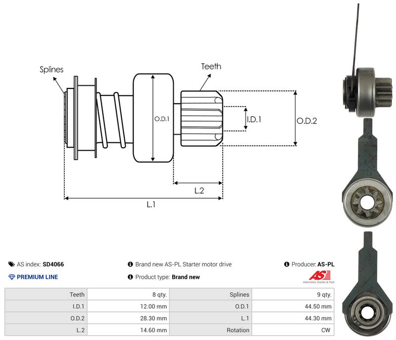AS-PL SD4066 Freewheel Gear, starter