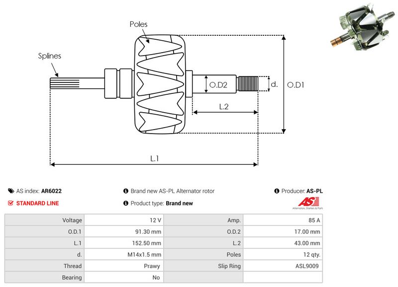 AS-PL AR6022 Rotor, alternator