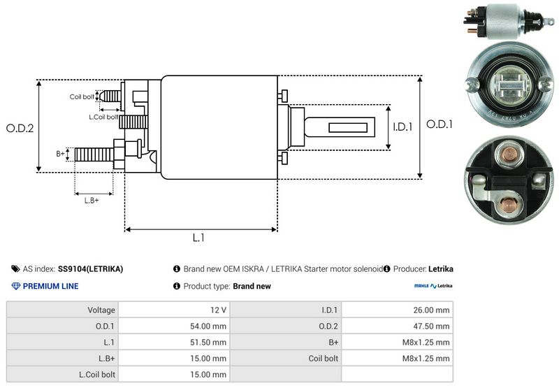 Magnetlülitus, starter, AS-PL SS9104(LETRIKA)