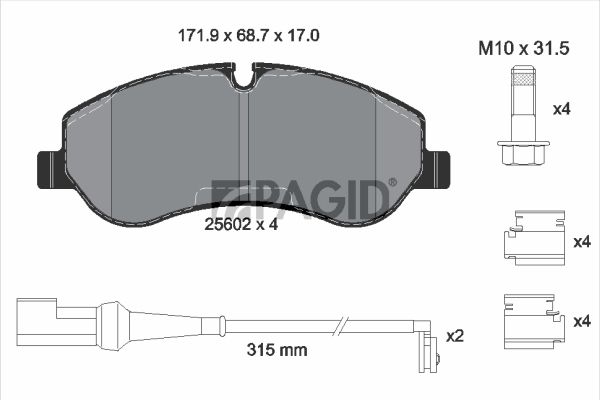 Sada brzdových destiček, kotoučová brzda T2269N