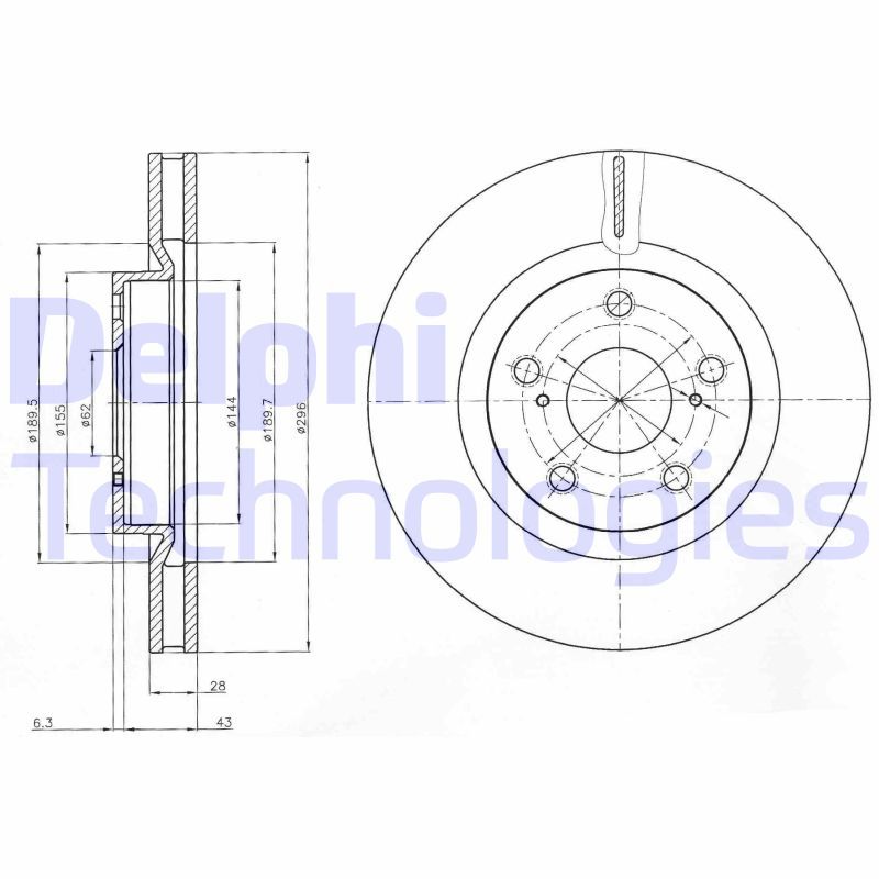 DELPHI TOYOTA тормозной диск передний Rav-4 08-,Camry 2,4-3,5 -11