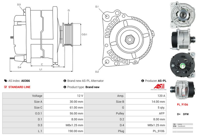 AS-PL A0366 Alternator