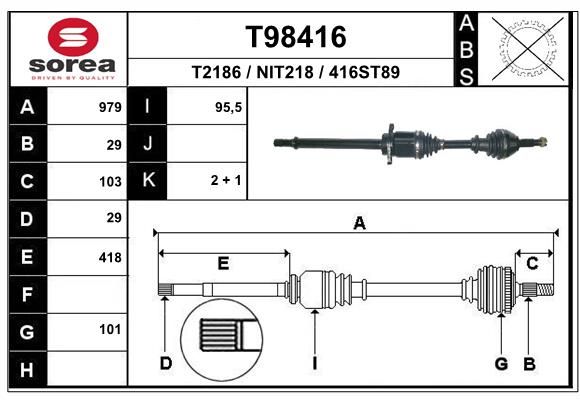 EAI hajtótengely T98416