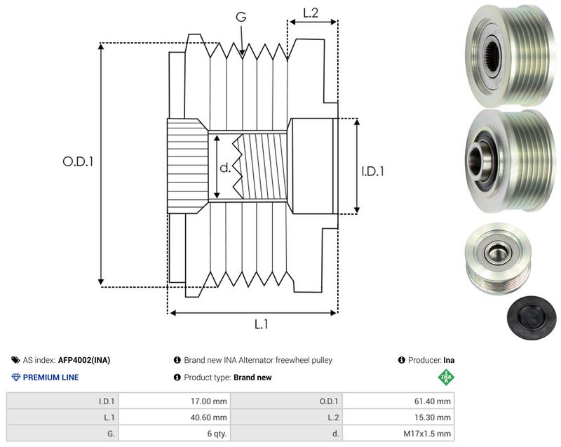 AS-PL AFP4002(INA) Alternator Freewheel Clutch