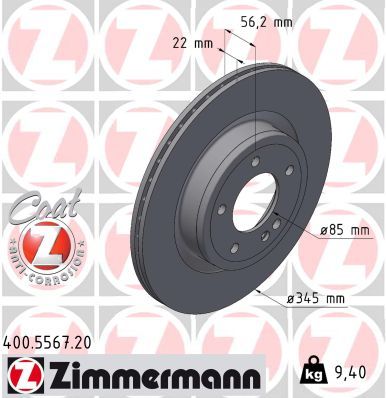 Гальмівний диск, Zimmermann 400.5567.20