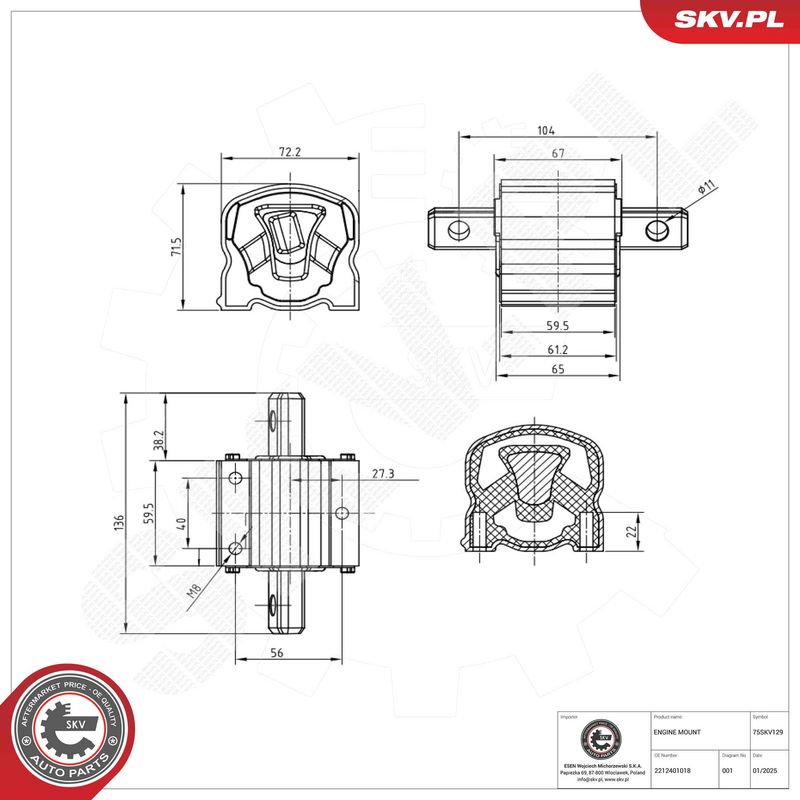 Paigutus, Mootor, ESEN SKV 75SKV129