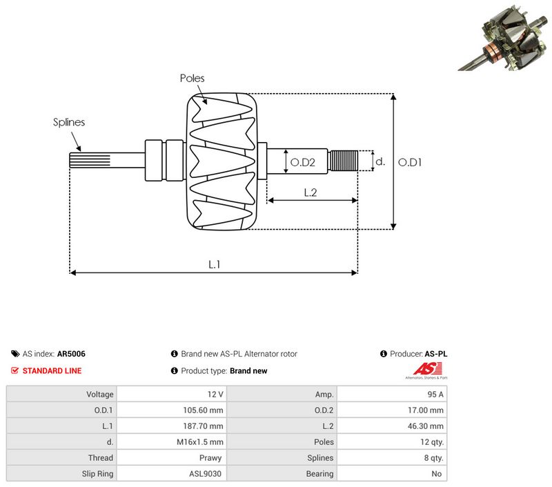 AS-PL AR5006 Rotor, alternator
