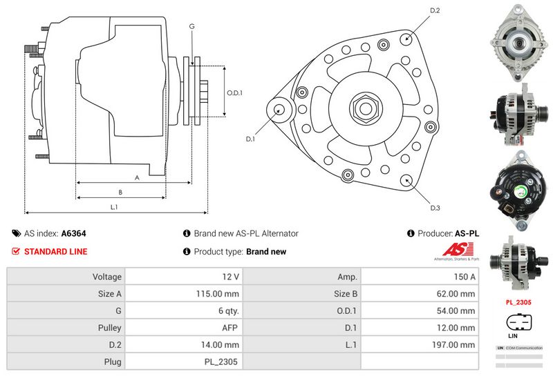 AS-PL A6364 Alternator