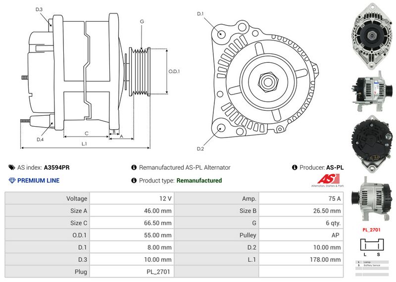 AS-PL A3594PR Alternator
