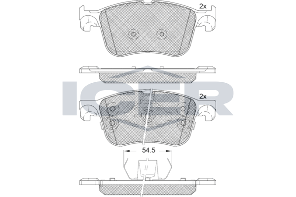 Комплект гальмівних накладок, дискове гальмо, Icer 182321