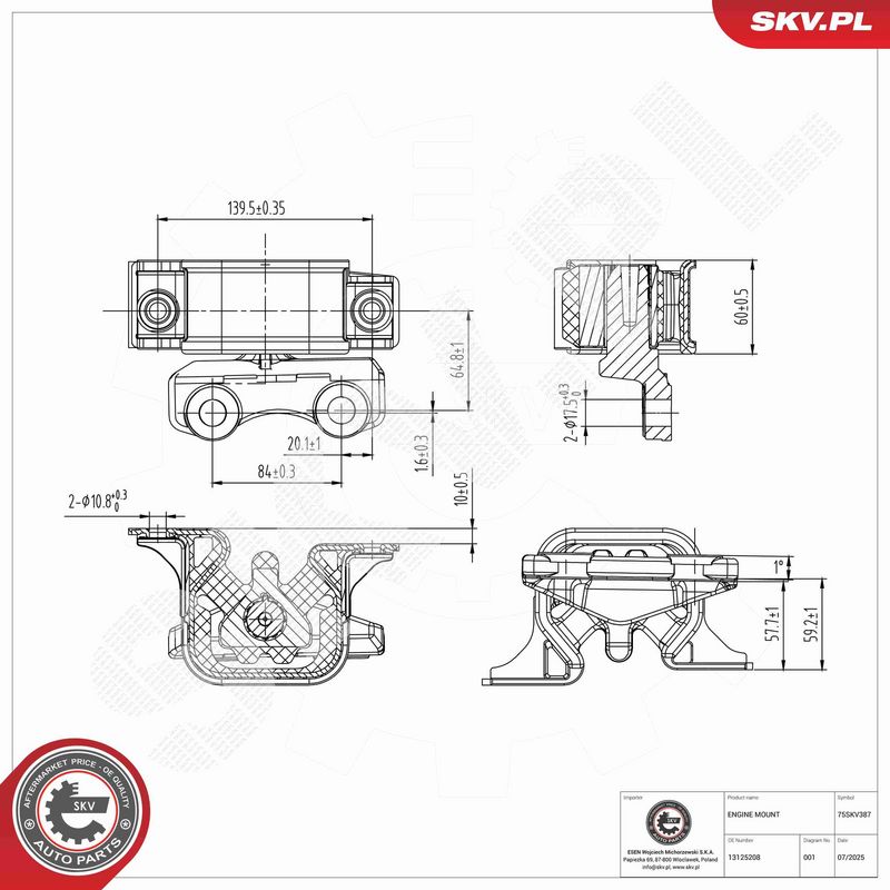 ESEN SKV 75SKV387 Mounting, engine