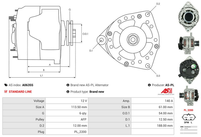 AS-PL A0635S Alternator