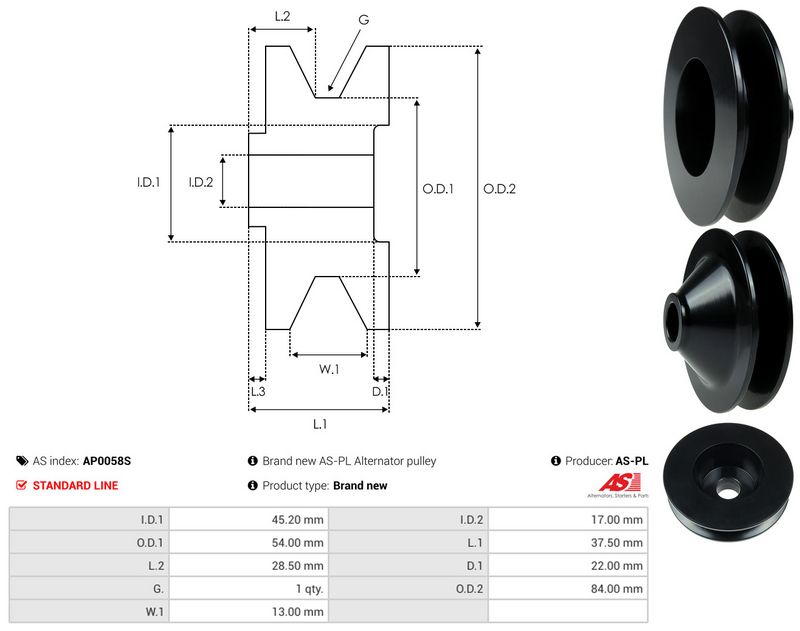 AS-PL AP0058S Belt Pulley, alternator