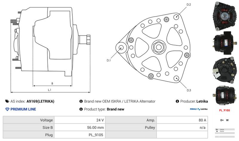 AS-PL A9169(LETRIKA) Alternator