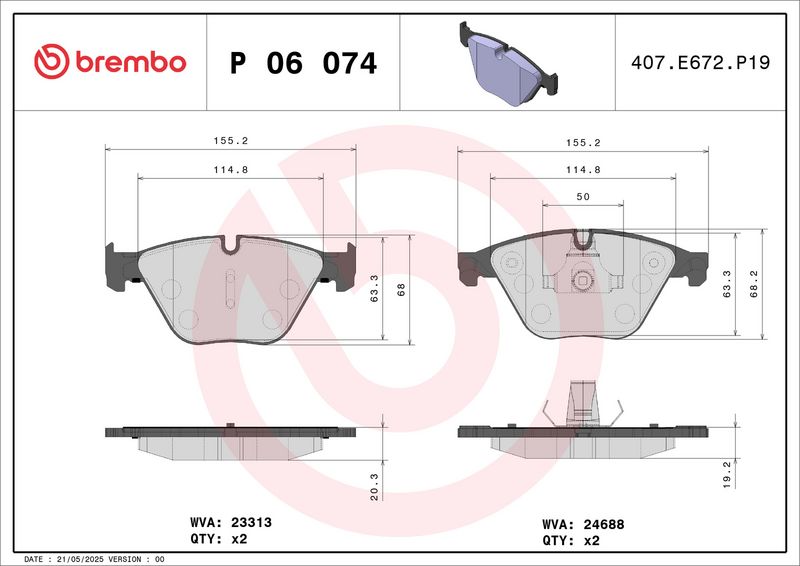 BREMBO P 06 074 Brake Pad Set, disc brake