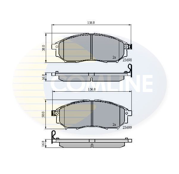 Комплект гальмівних накладок, дискове гальмо, Comline CBP31524