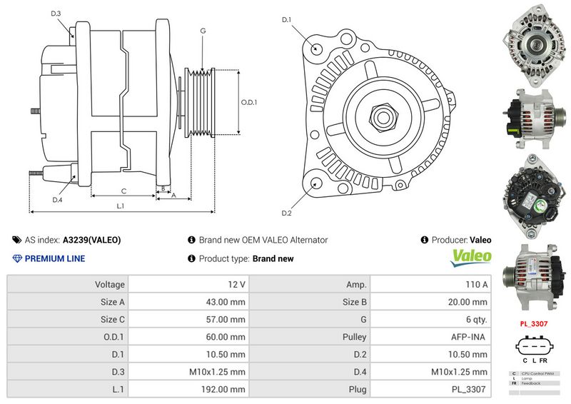 AS-PL A3239(VALEO) Alternator