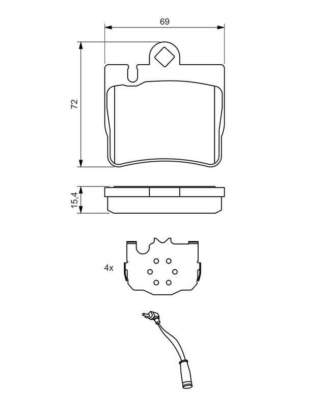Piduriklotsi komplekt, ketaspidur, BOSCH 0 986 424 830