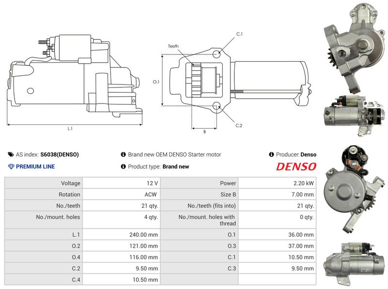 AS-PL S6038(DENSO) Starter