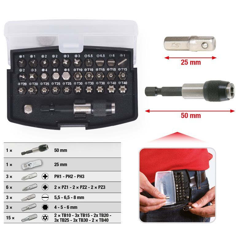 1/4" bits-sats, 32-delar