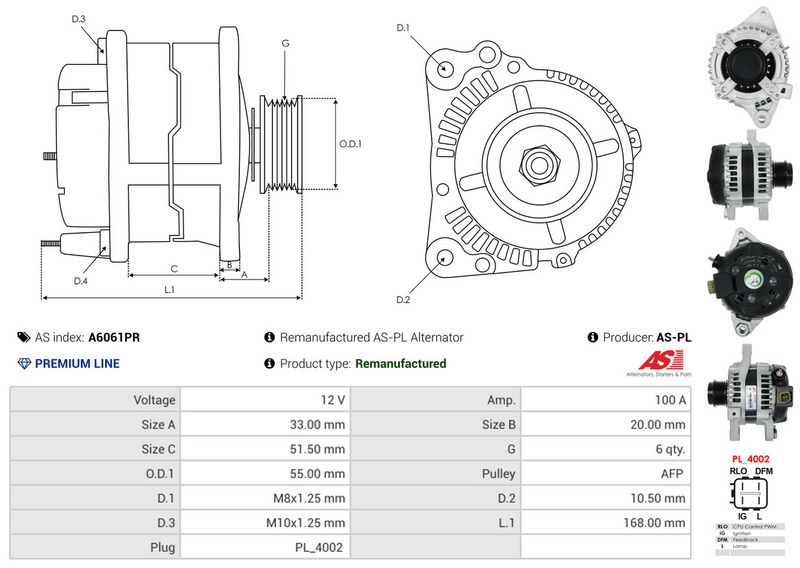 AS-PL A6061PR Alternator