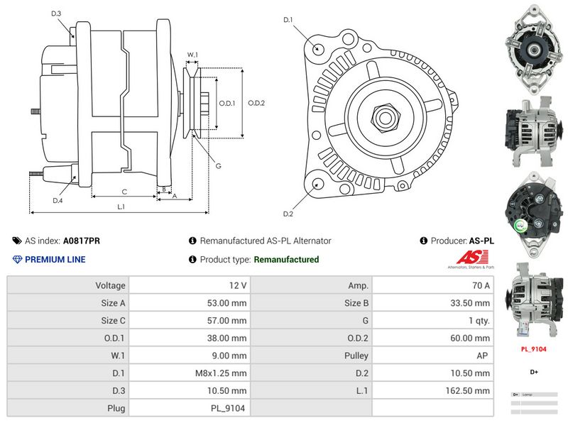 AS-PL A0817PR Alternator