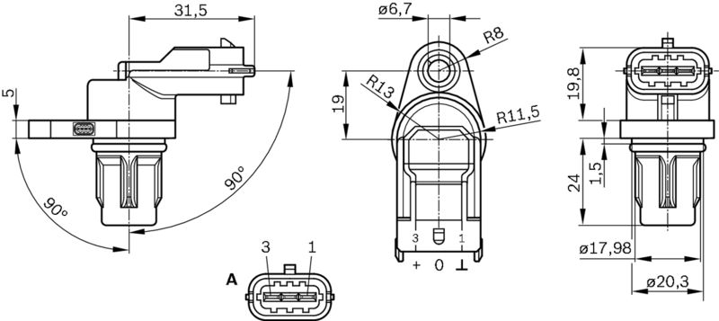 BOSCH 0 281 002 667 Sensor, crankshaft pulse