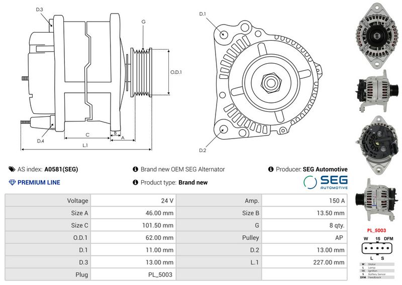 AS-PL A0581(SEG) Alternator