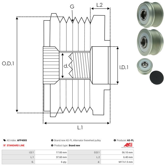 AS-PL AFP4005 Alternator Freewheel Clutch