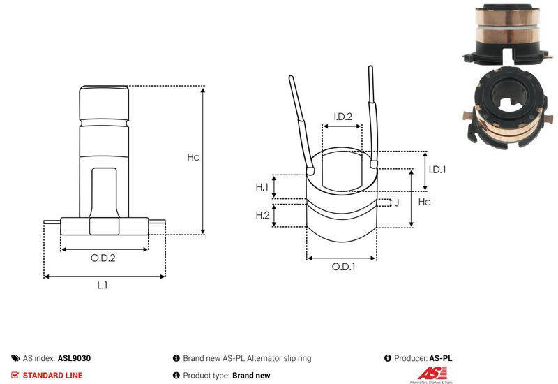 AS-PL ASL9030 Slip Ring, alternator