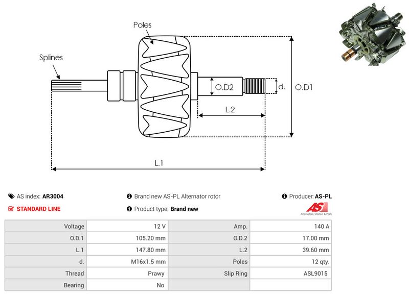 AS-PL AR3004 Rotor, alternator