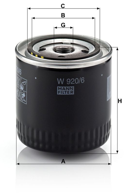 Õlifilter, MANN-FILTER W 920, 6