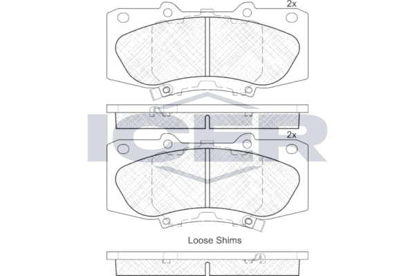 Комплект гальмівних накладок, дискове гальмо, Icer 182006