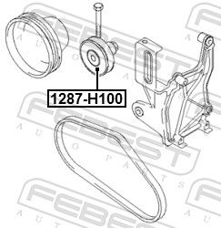 FEBEST 1287-H100 Tensioner Pulley, V-ribbed belt