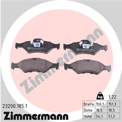 ZIMMERMANN fékbetétkészlet, tárcsafék 23200.185.1