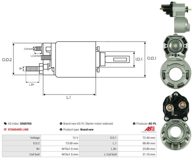 Magnetlülitus, starter, AS-PL SS6076S