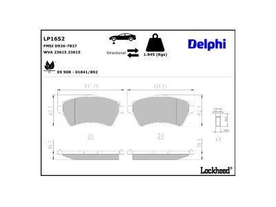 DELPHI LP1652 Brake Pad Set, disc brake