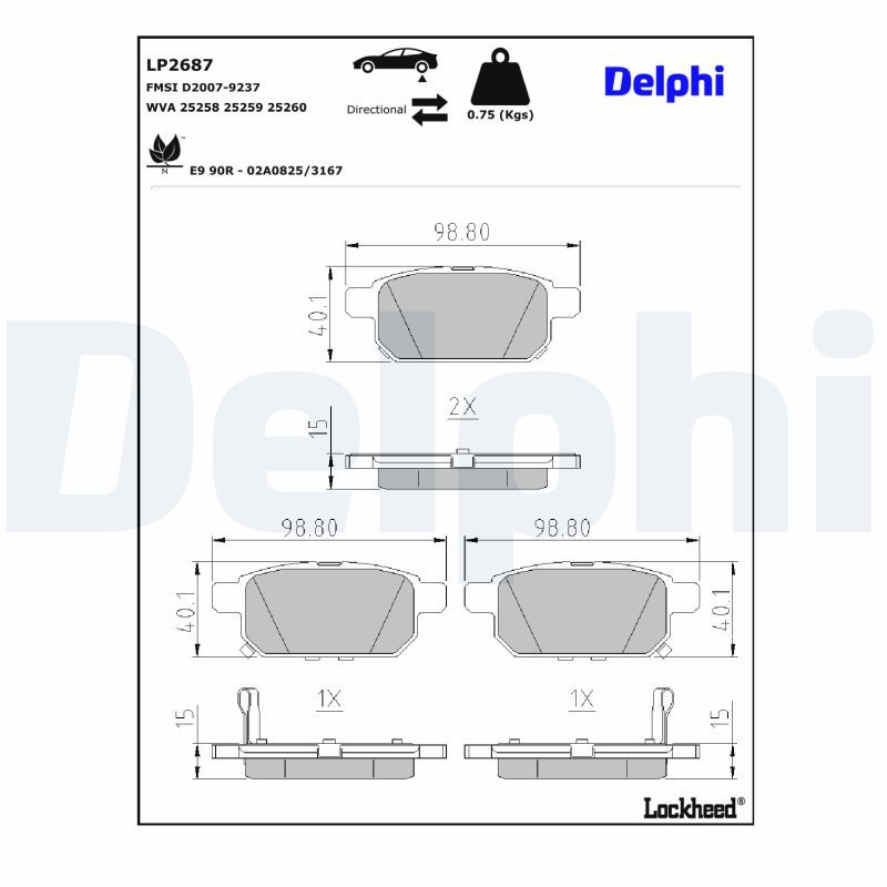 DELPHI LP2687 Brake Pad Set, disc brake
