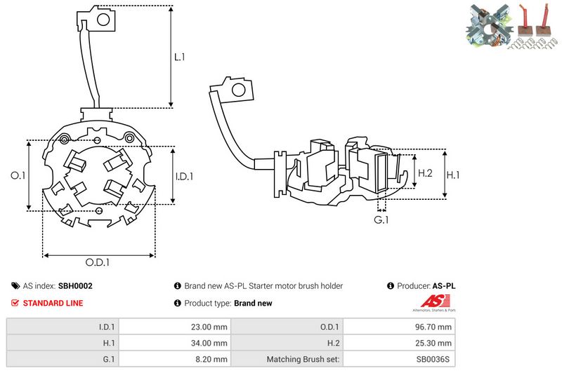 AS-PL SBH0002 Holder, carbon brushes
