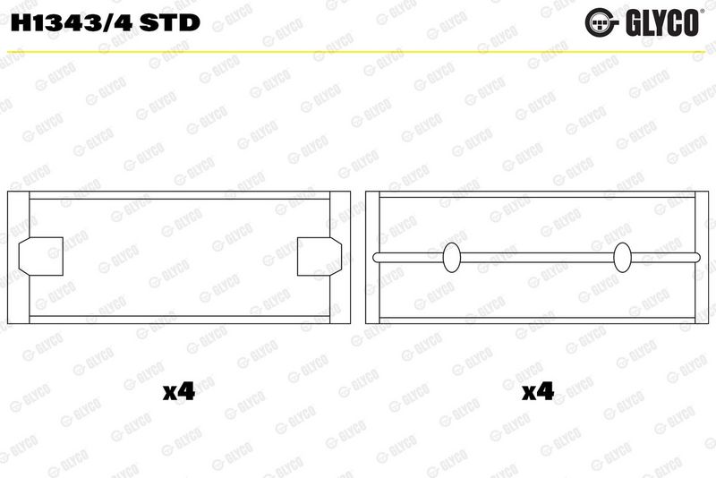 Product Kloķvārpstas gultnis GLYCO H1343/4 STD For SEAT, SKODA, VW Image