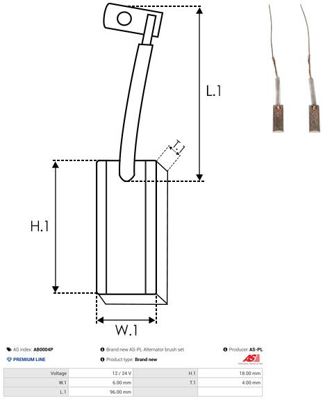 AS-PL AB0004P Carbon Brush, alternator