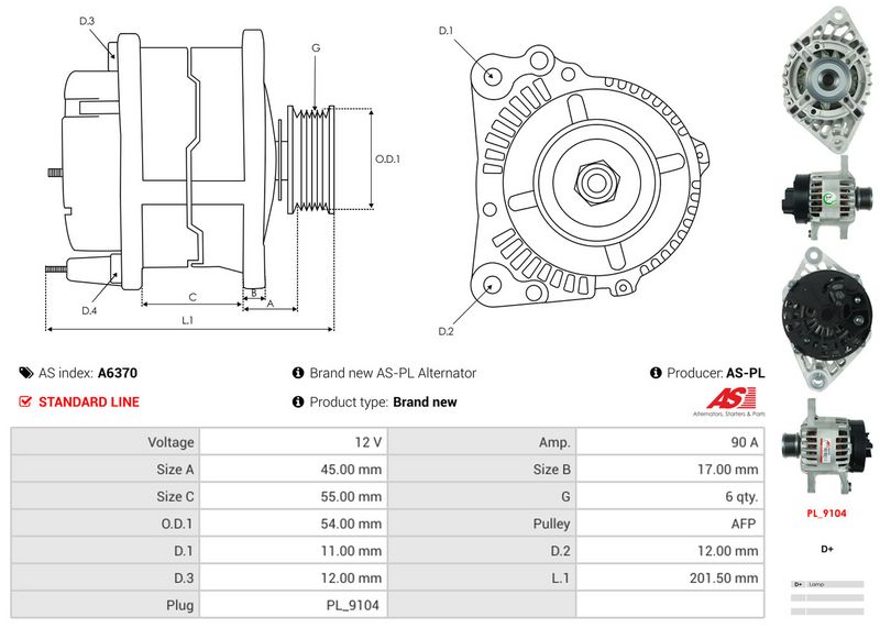 AS-PL A6370 Alternator