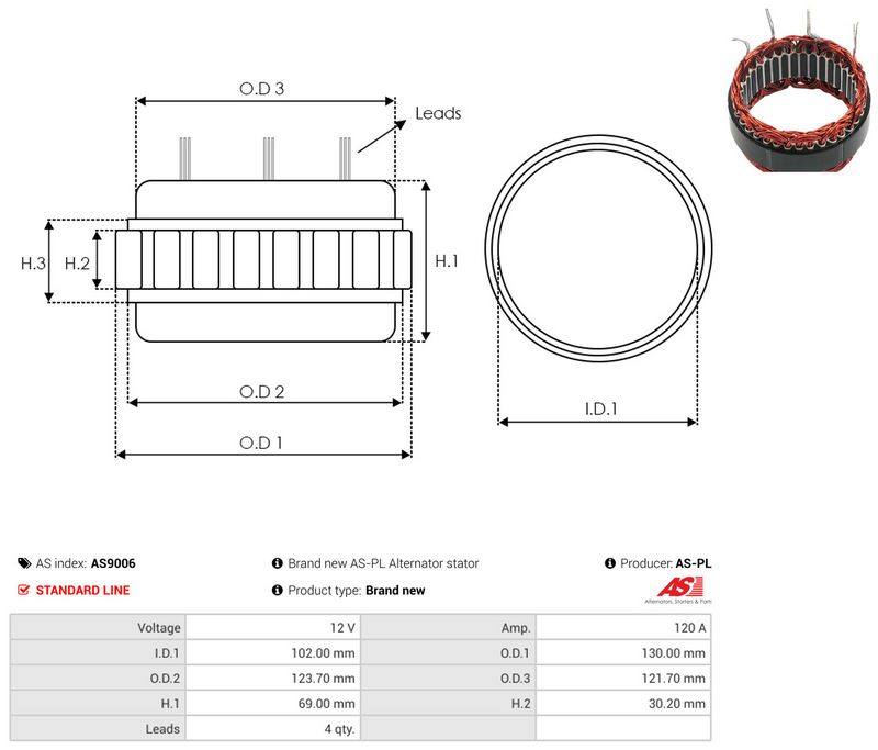 AS-PL AS9006 Stator, alternator