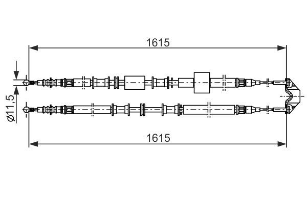 BOSCH OPEL трос ручн.тормоз левый/правый Meriva -10 1615mm