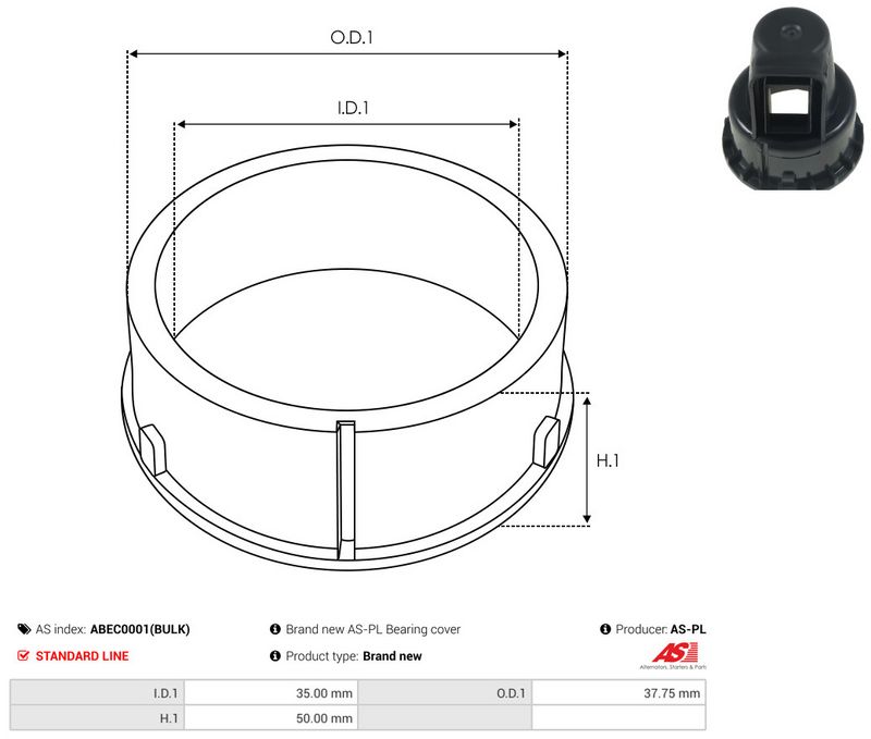 AS-PL ABEC0001(BULK) Protective Cap, alternator