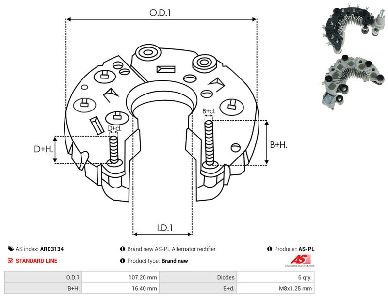 AS-PL ARC3134 Rectifier, alternator