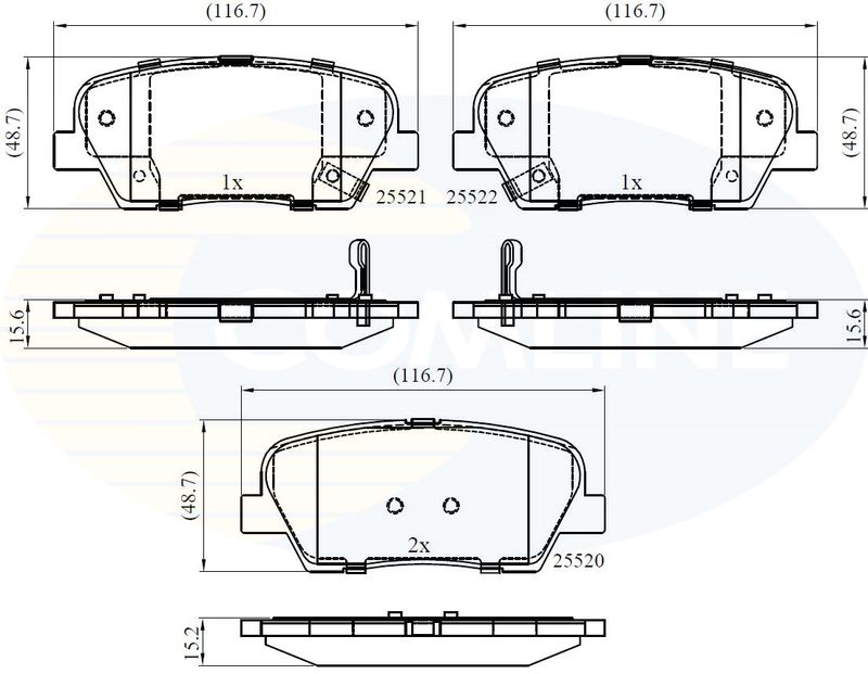 Комплект гальмівних накладок, дискове гальмо, Comline CBP36009